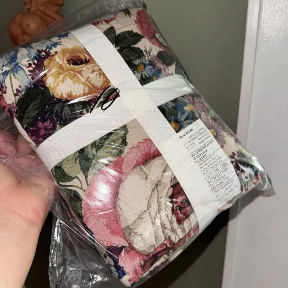 Pottery Barn Lorain Multi Floral Embroidered Reversible Quilted king Sham NEW
